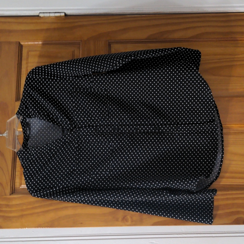 Black Blouse with White Polka Dots - Size Small - Zeagoo